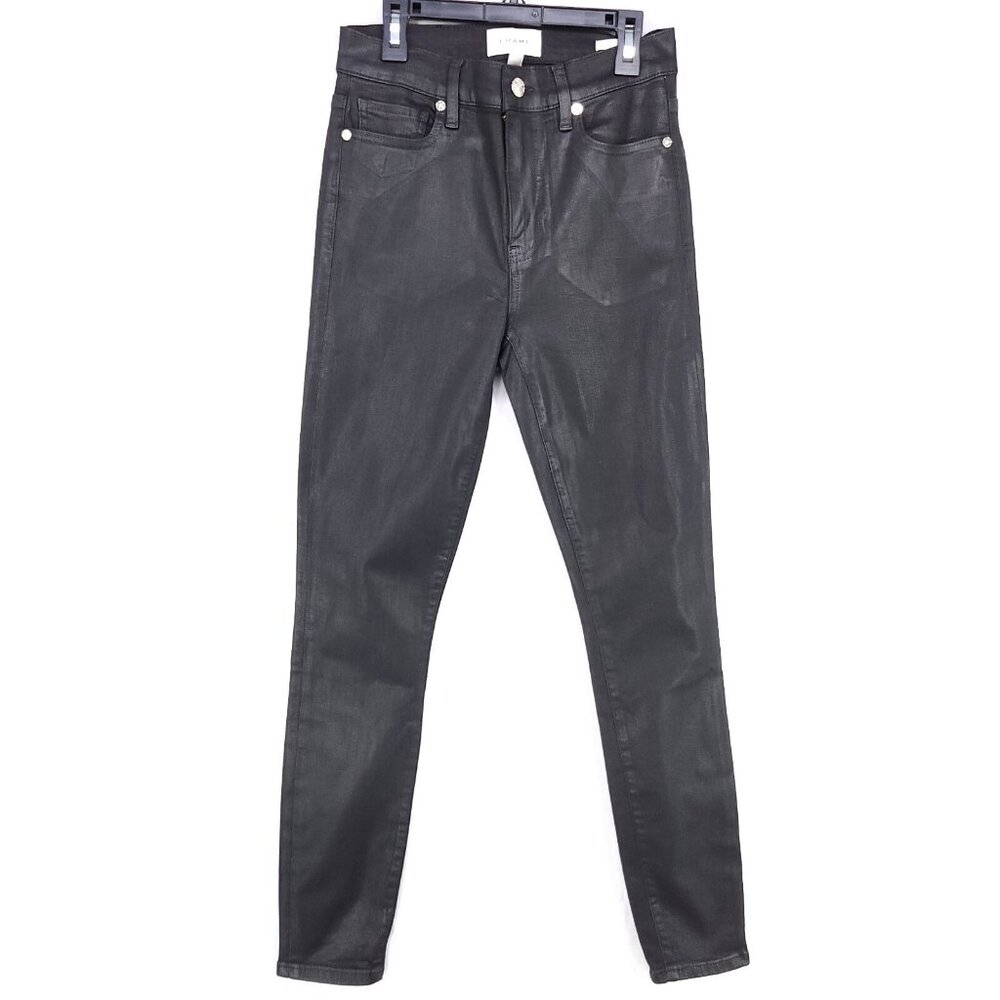 Frame The Alix Faux Leather Jeans Womens Size 26 Skinny Black High Rise